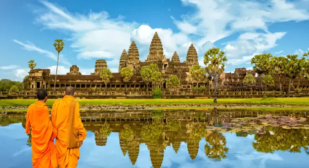 Monks at Angkor Wat, Cambodia