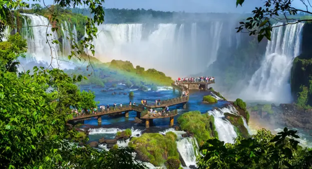 A panoramic view of Iguazu Falls in Argentina