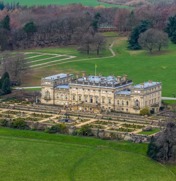Aerial view of Harewood House