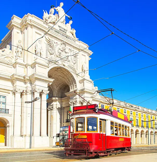 Sh 253030552 Tram Praca De Comercio In Lisbon, Portugal