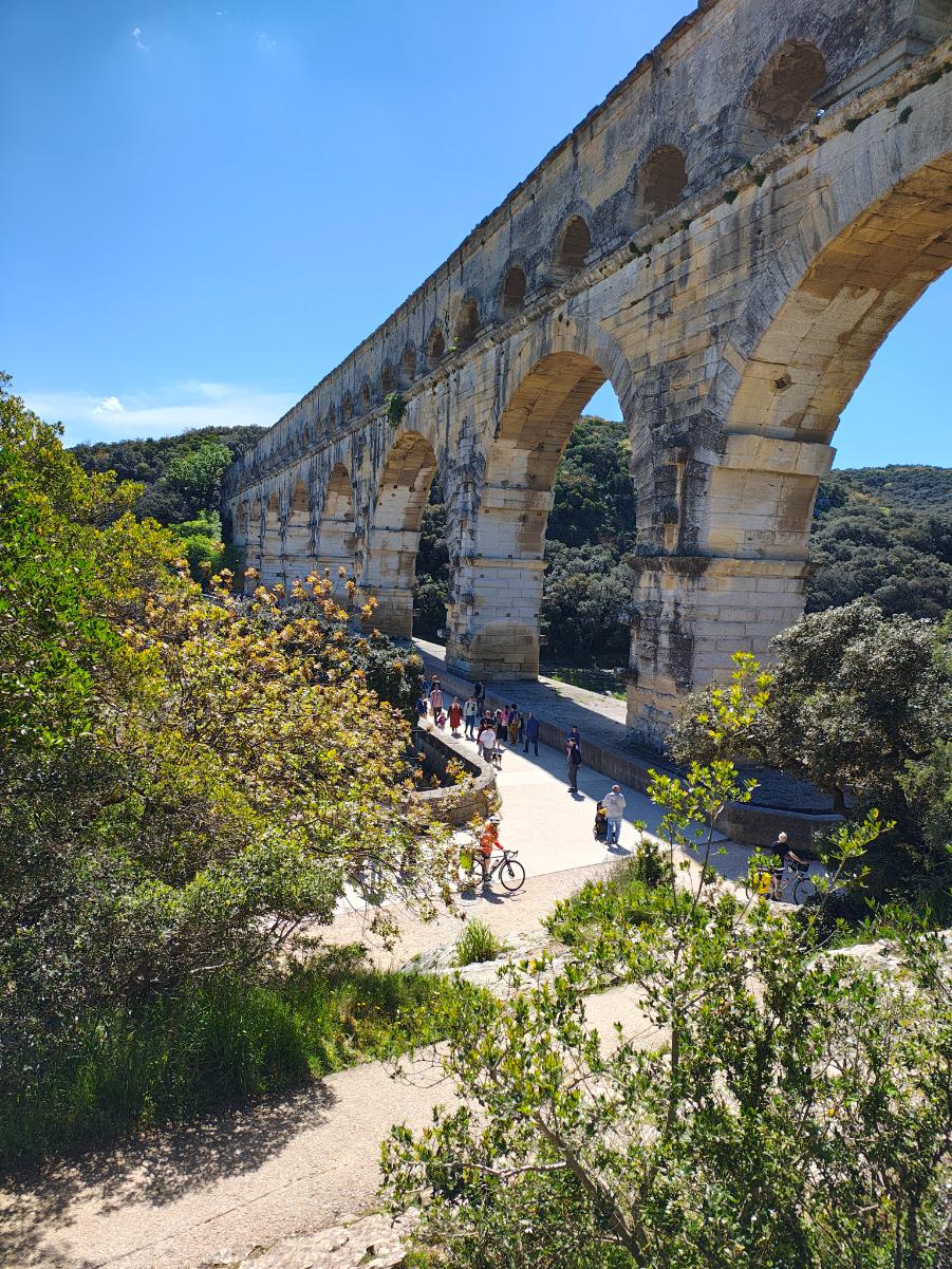 The ancient Roman Pont du Gard Aqueduct in Southern France