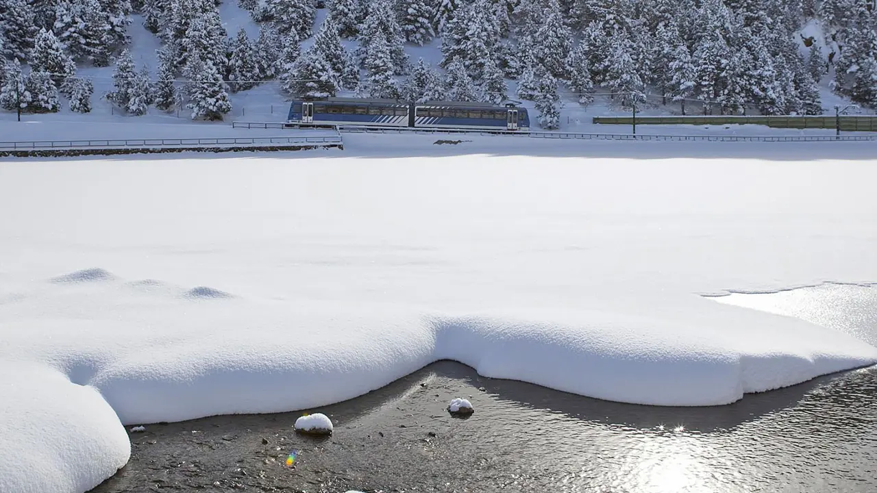 Snow on the Nuria Valley Rack Railway