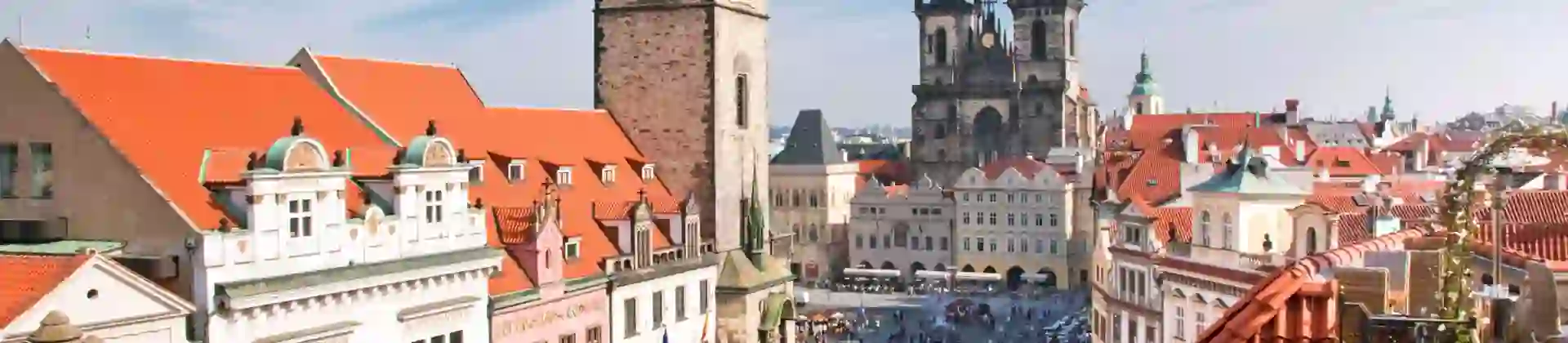 Old Town Square, Astronomical Clock and Týn Church, Prague, Czech Republic