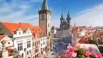 Old Town Square, Astronomical Clock and Týn Church, Prague, Czech Republic
