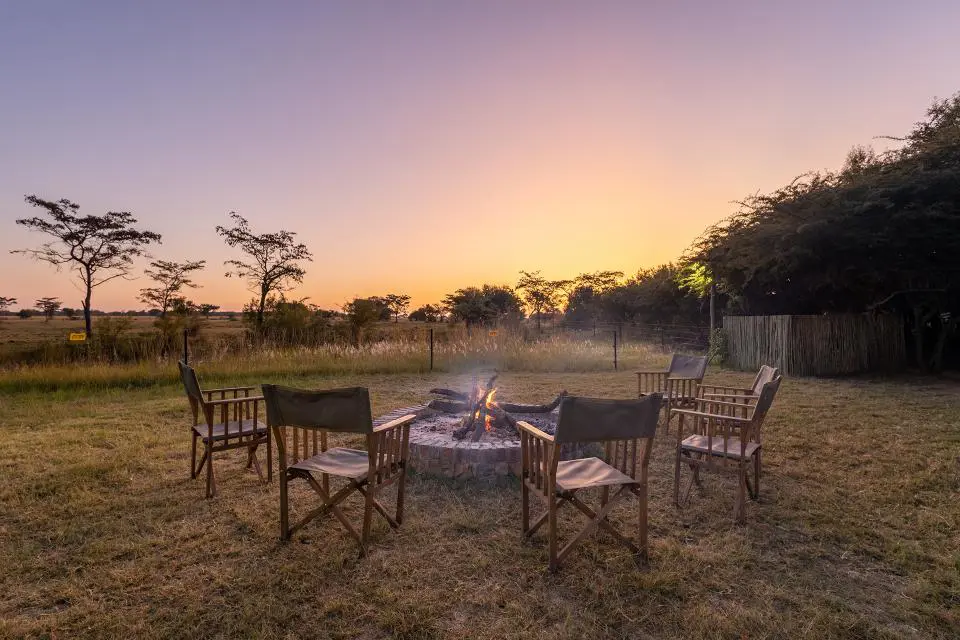 Safari Plains, Limpopo, chairs around the fire pit