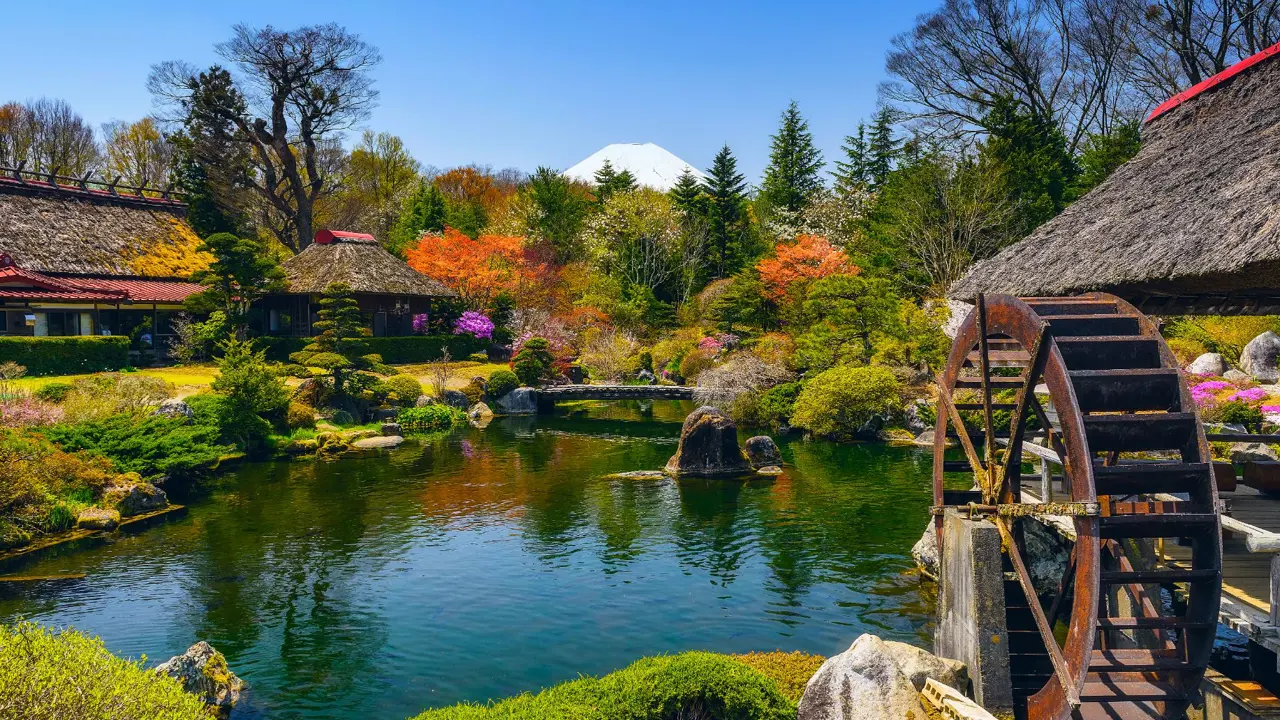 Mount Fuji view from Oshino Hakkai village, Japan