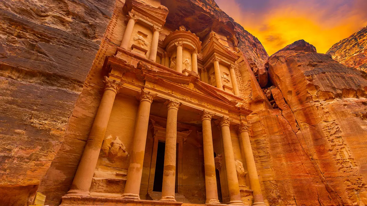  Frontal View Of The Treasury In Petra, Jordan