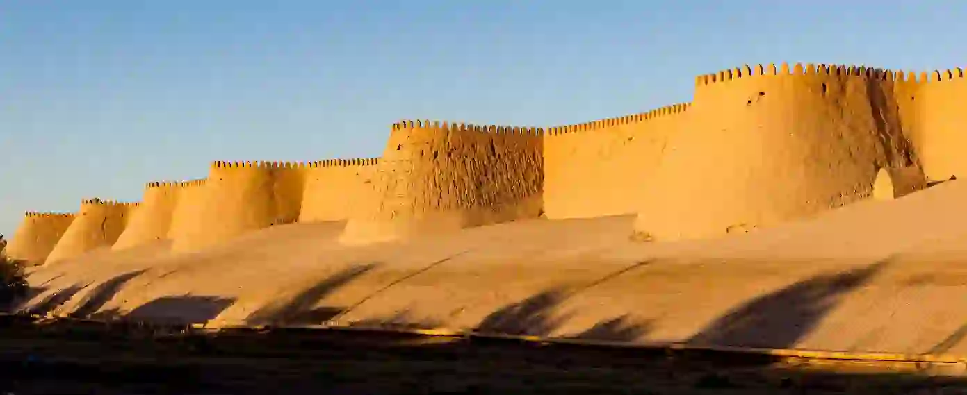 Sunset On City Wall Of Ichan Kala Khiva, Uzbekistan