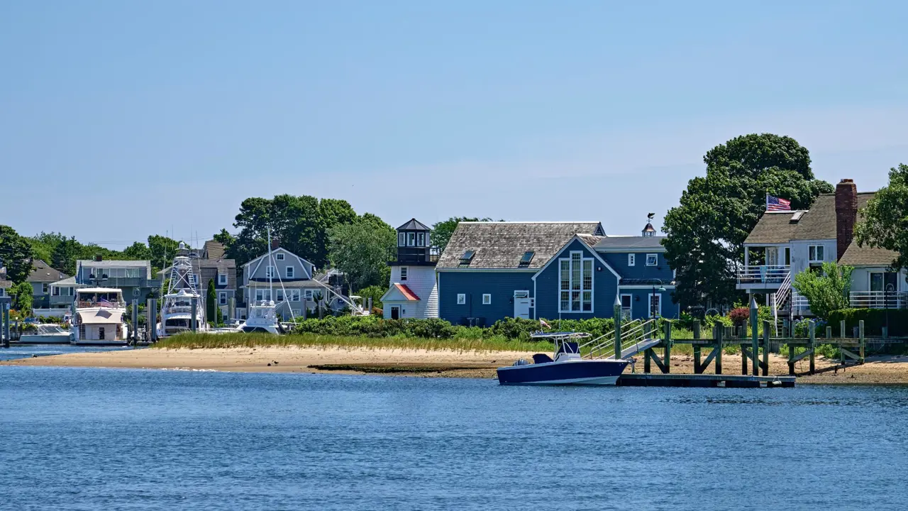Lighthouse at the entrance to Hyannis Harbour, Cape Cod, Massachusetts