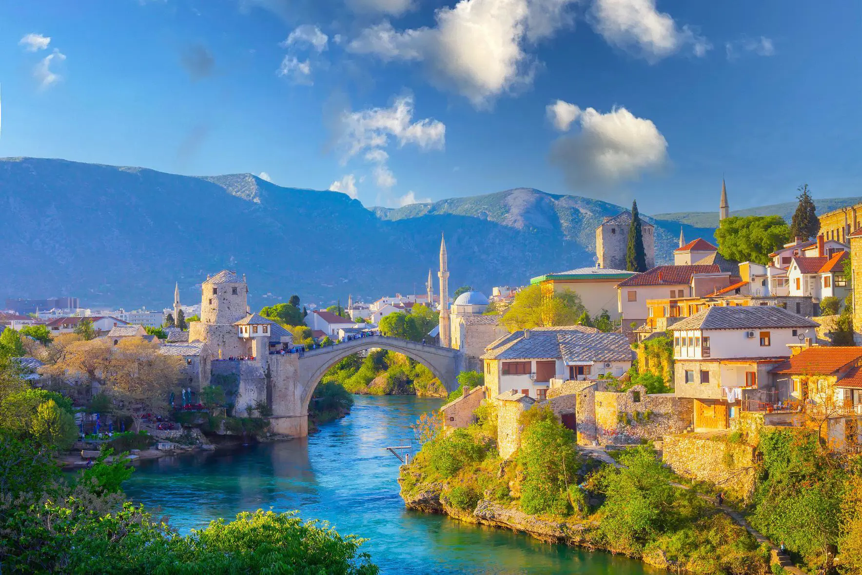 Stari Most Bridge and Neretva River, Mostar, Bosnia and Herzegovina