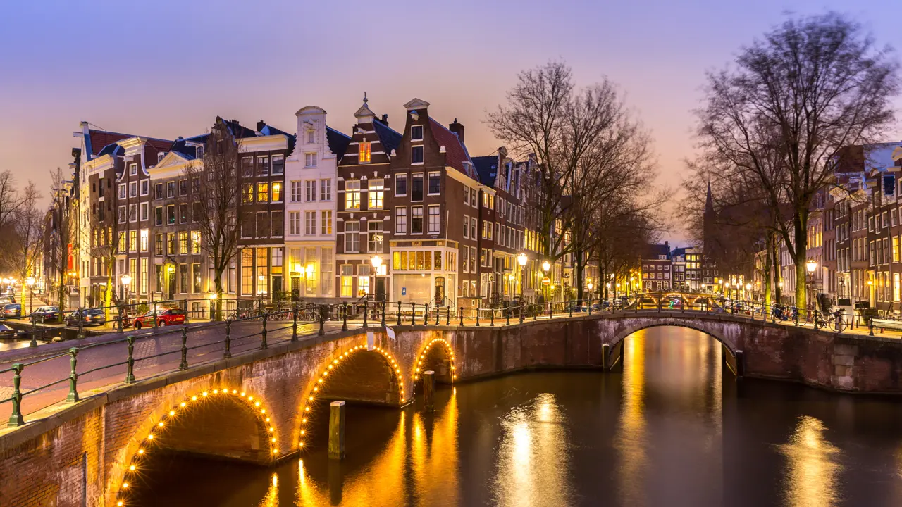 Canals at night, Amsterdam