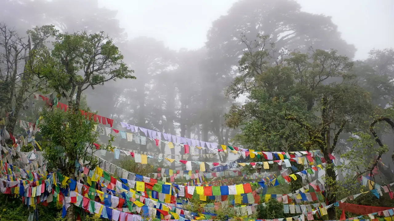 Buddhist prayer flags, Dochula Pass