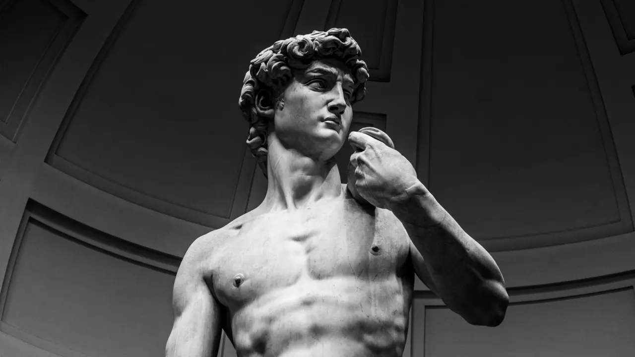 Shot of the upper half of the David of Michelangelo Statue in Florence