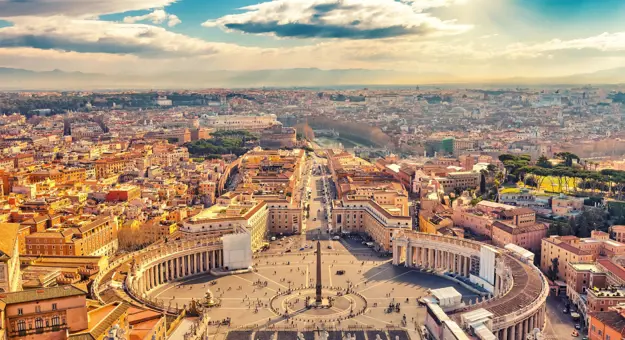 High angle view of St Peter's Square in Rome