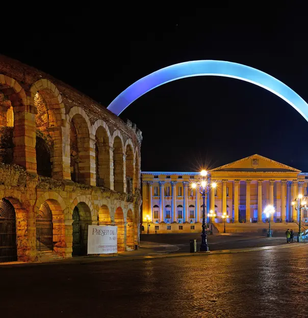 Large shooting star in a street in Verona