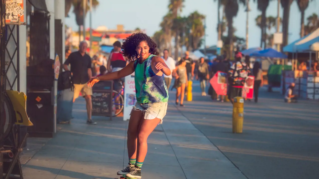 Venice Beach Girl Skateborading