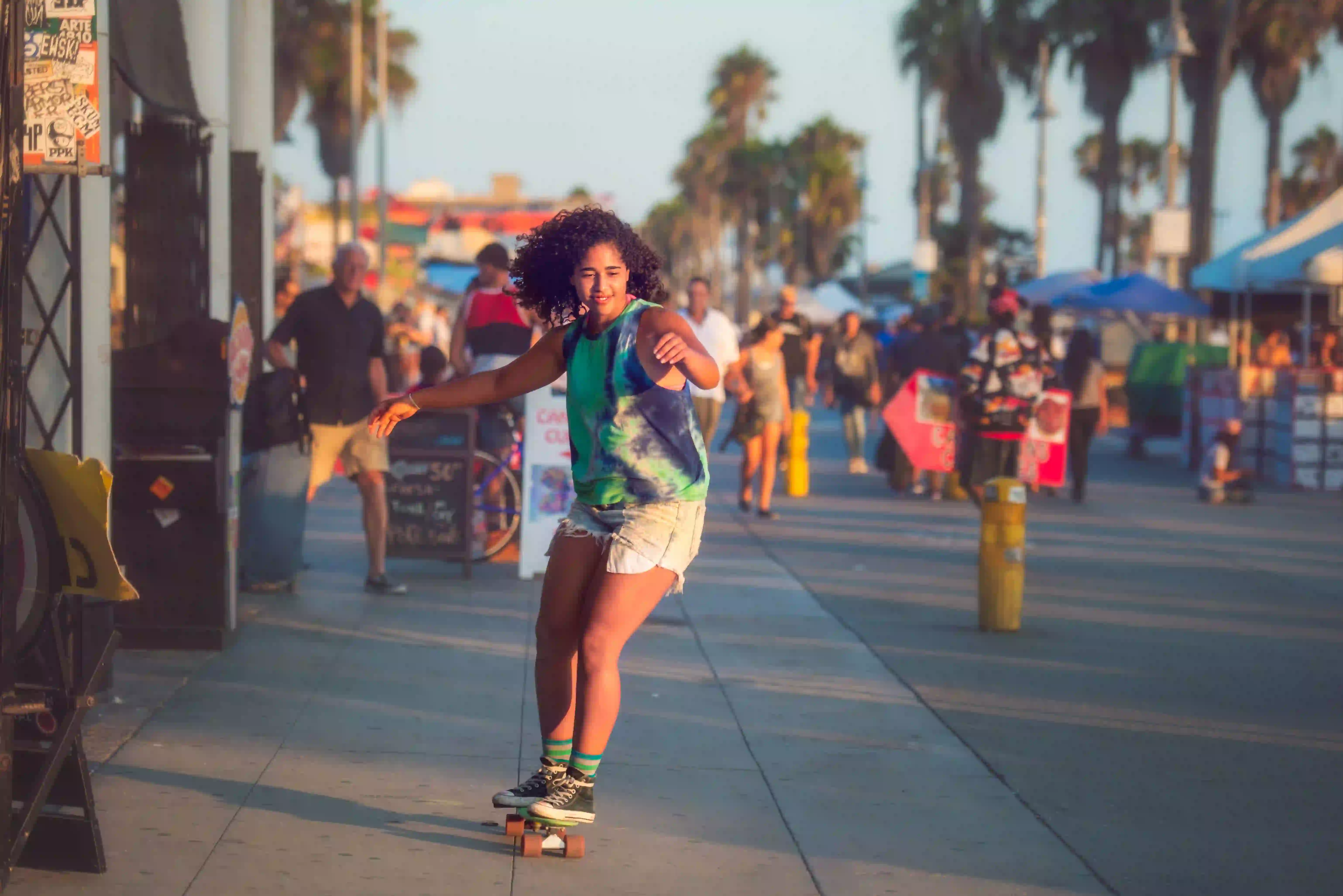 Venice Beach Girl Skateborading