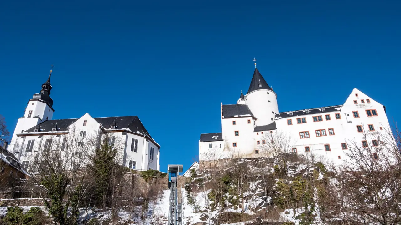 View of Schwarzenberg Castle in winter