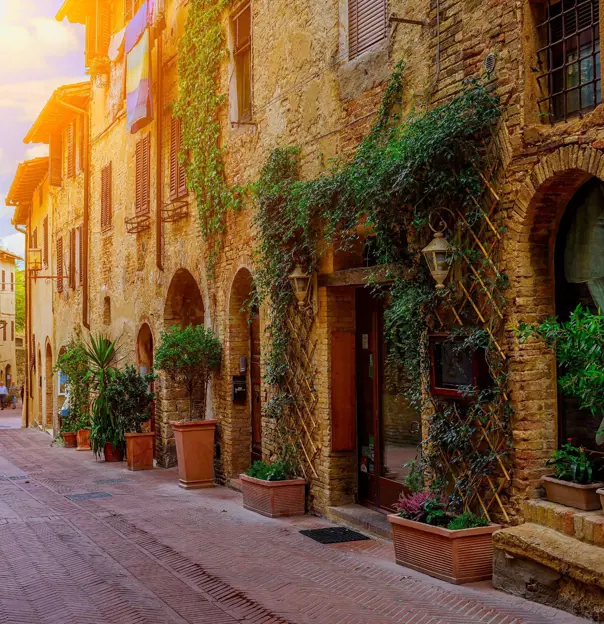 Small street in San Gimignano, Italy