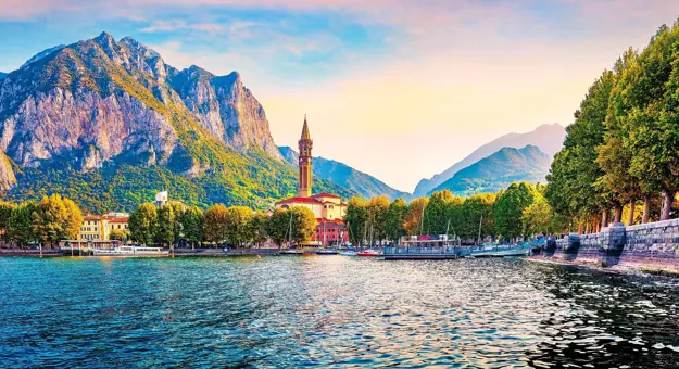 Lake Como Italy with mountains in the background