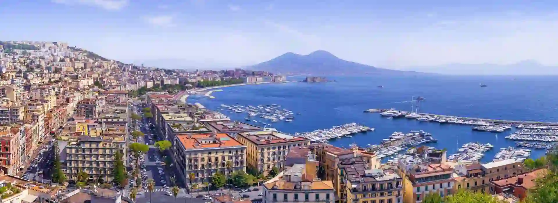 Bay Of Naples with buildings and boats, Italy