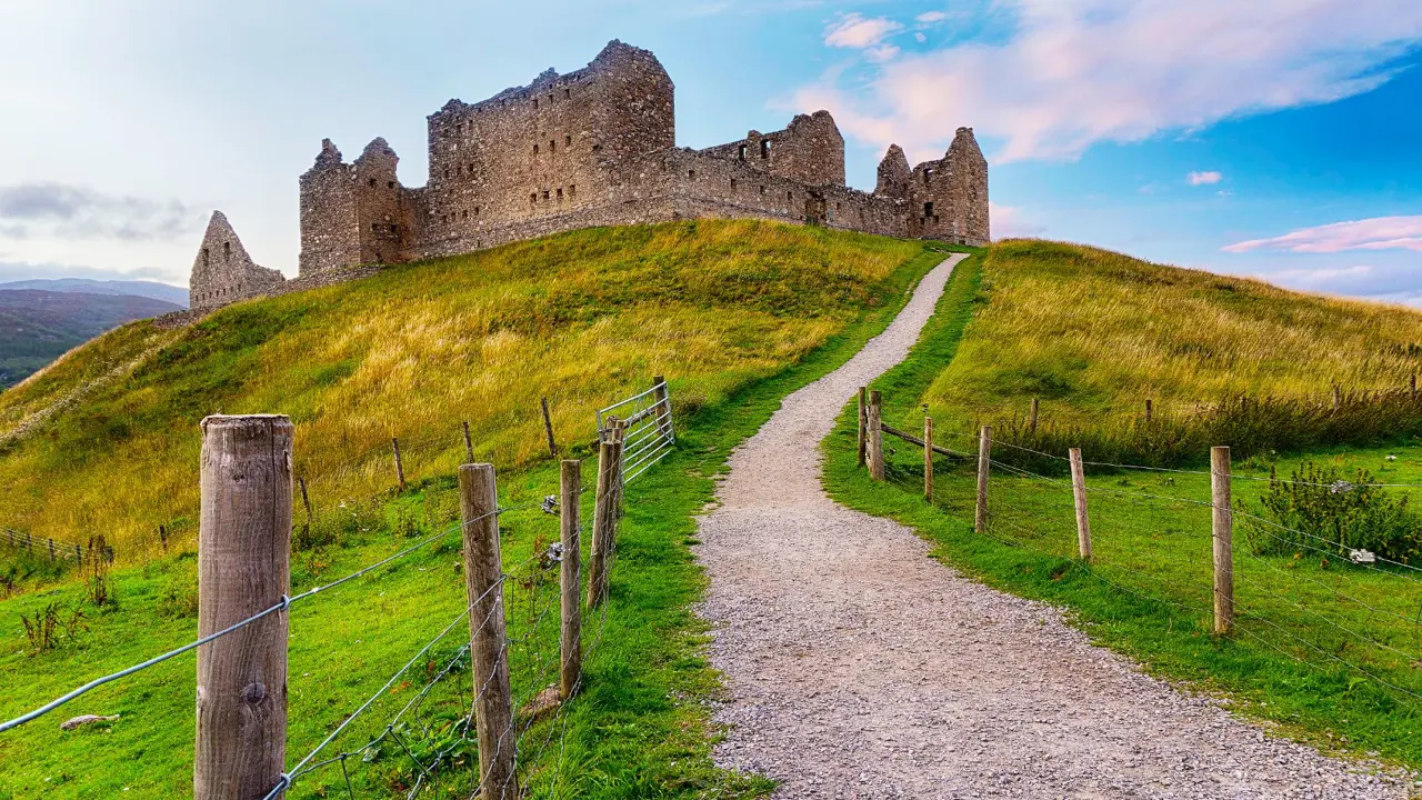 Ruthven Barracks and the path leading up to it  