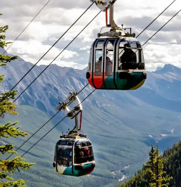 Sulphur Mountain Gondola cable car in Banff National Park in Canadian Rocky Mountains