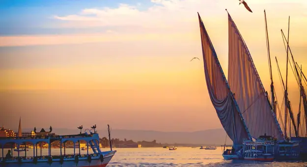 Feluccas At Sunset In Egypt