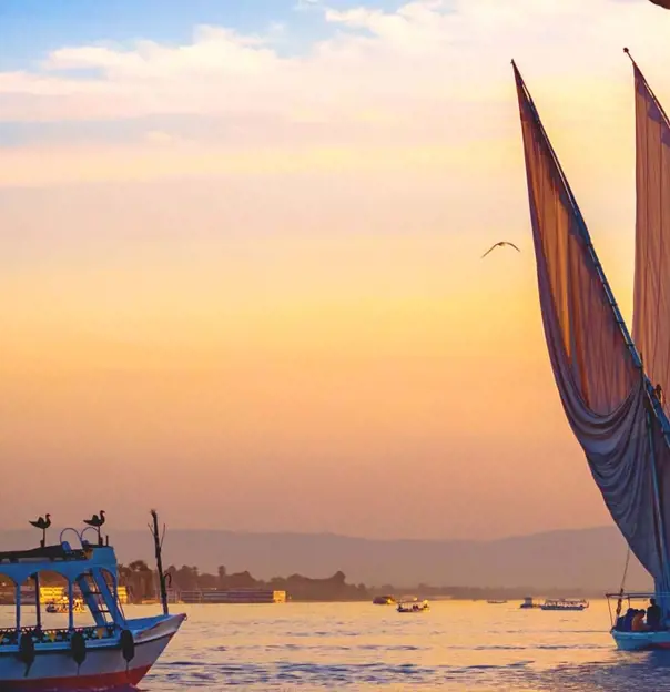 Feluccas At Sunset In Egypt