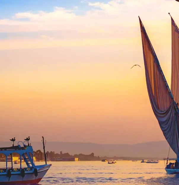 Feluccas At Sunset In Egypt