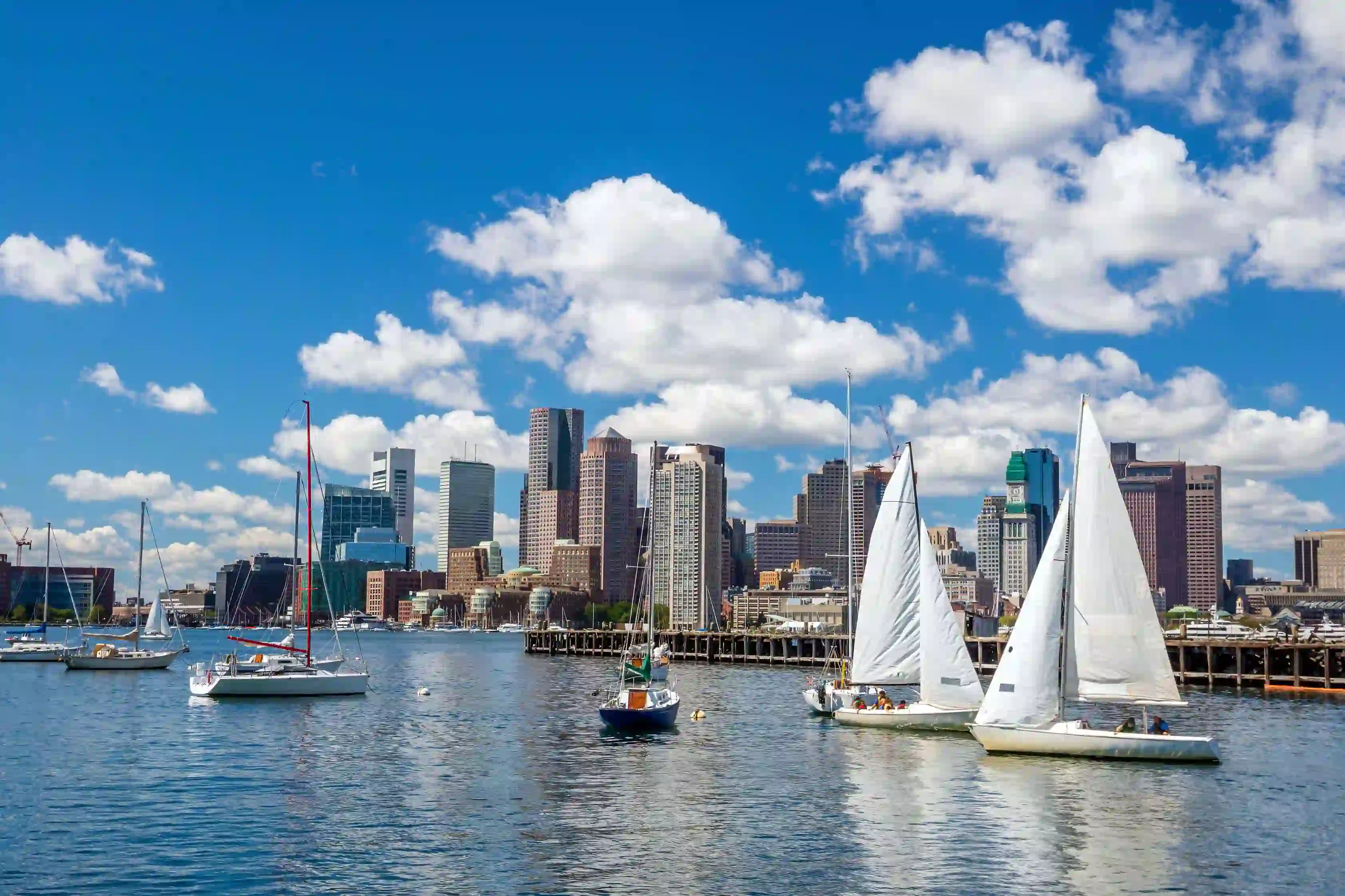 Sh 308873516 Boston Skyline Seen From Piers Park, Massachusetts