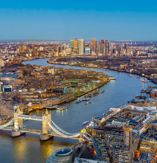Tower Bridge in evening light, London, England