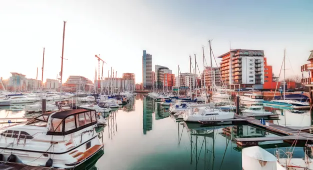 Ocean Village marina in Southampton, UK.