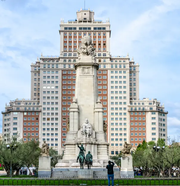 Statue Of Miguel Cervantes, Plaza De Espana, Madrid