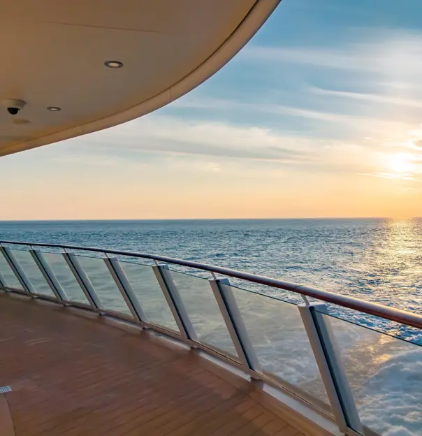 Calm seas and clear skies from the back of a cruise ship