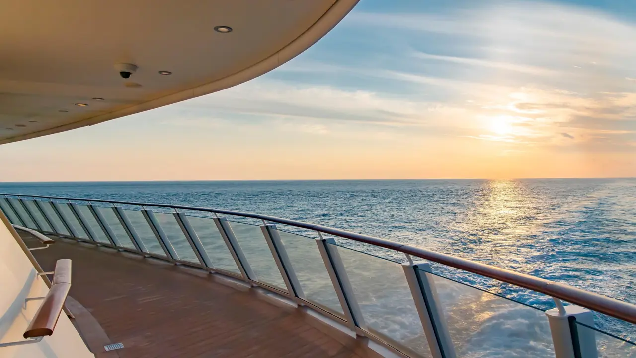 Calm seas and clear skies from the back of a cruise ship