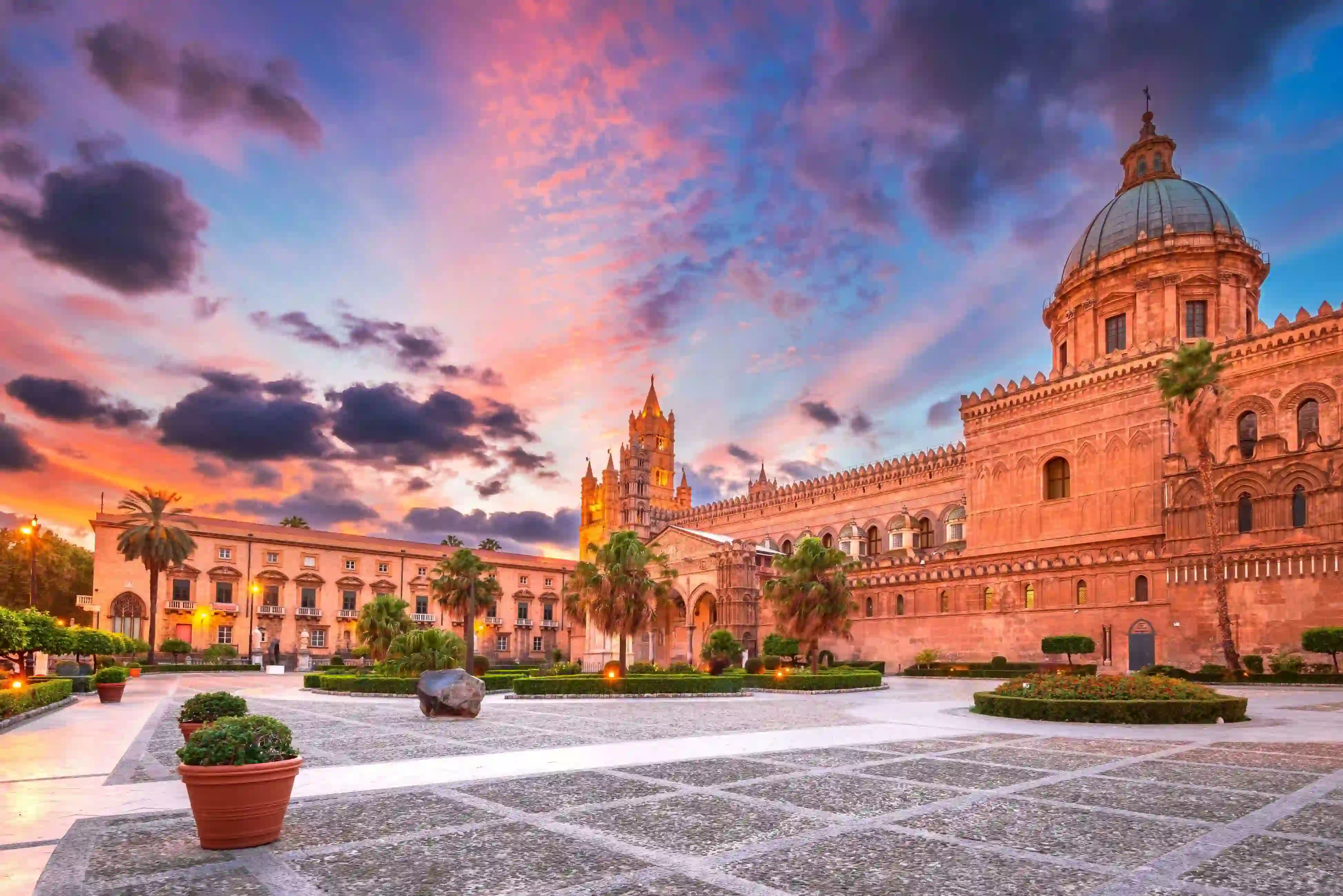 Palermo Cathedral at sunset