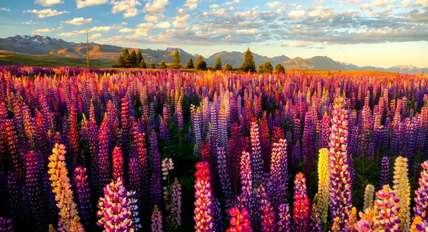 1920 AS 242230470 Lupins Around Lake Tekapo, New Zealand