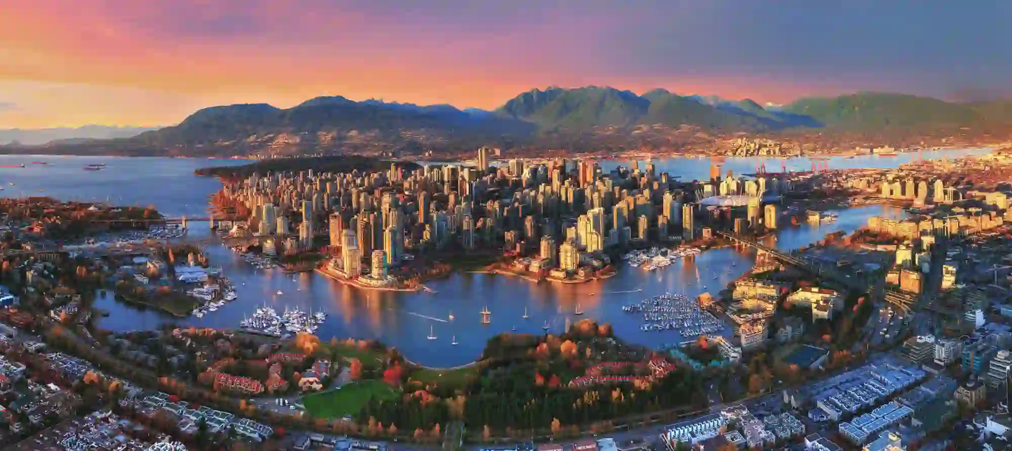 Aerial Sunset Vancouver