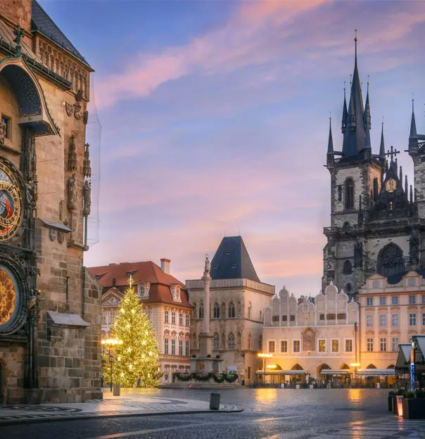 Old Town Square, Astronomical Clock and Tyn Church, Prague