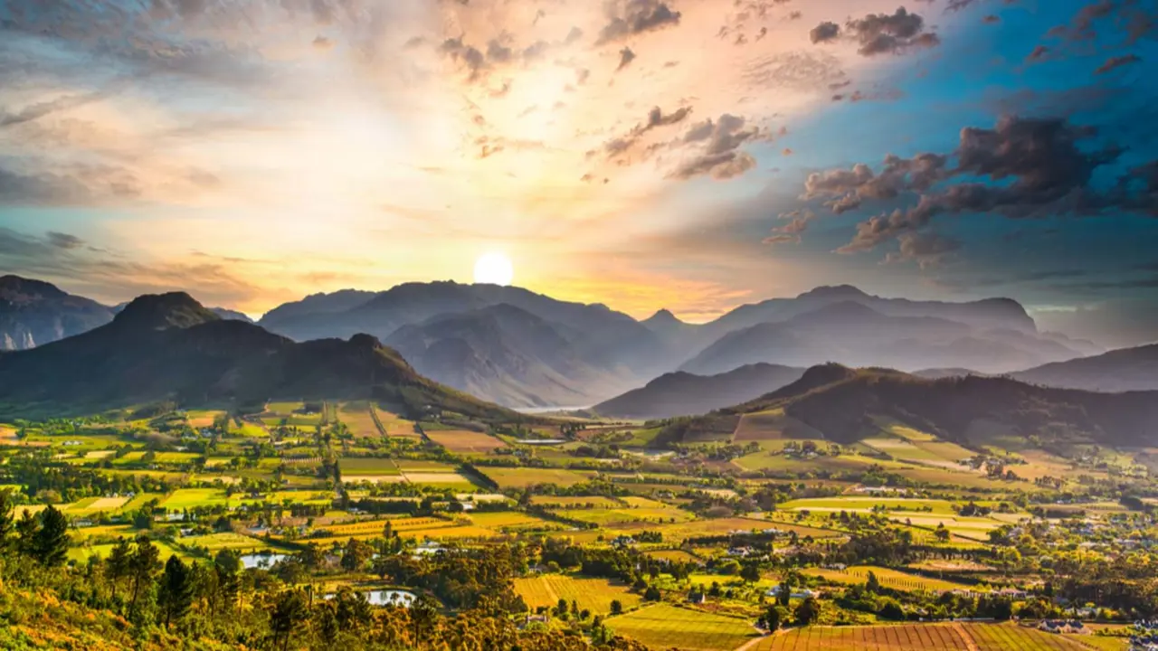  Sunset over Franschhoek, Cape Winelands