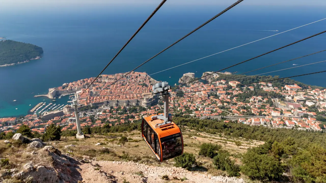  Dubrovnik Cable Car and view from Mount Srđ’ of old town city wall and Adriatic Sea