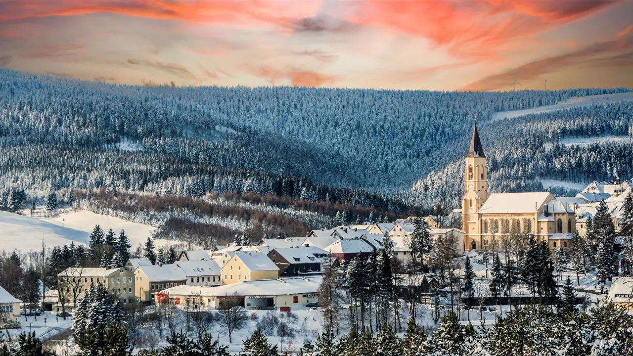 View of Oberwiesenthal in winter