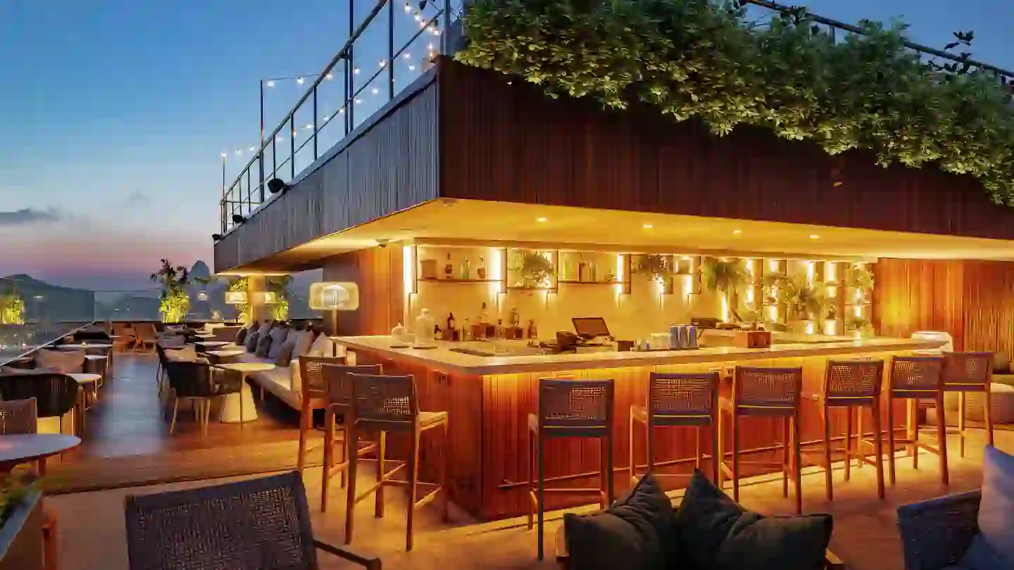 The rooftop bar at Hilton Copacabana, Rio de Janeiro