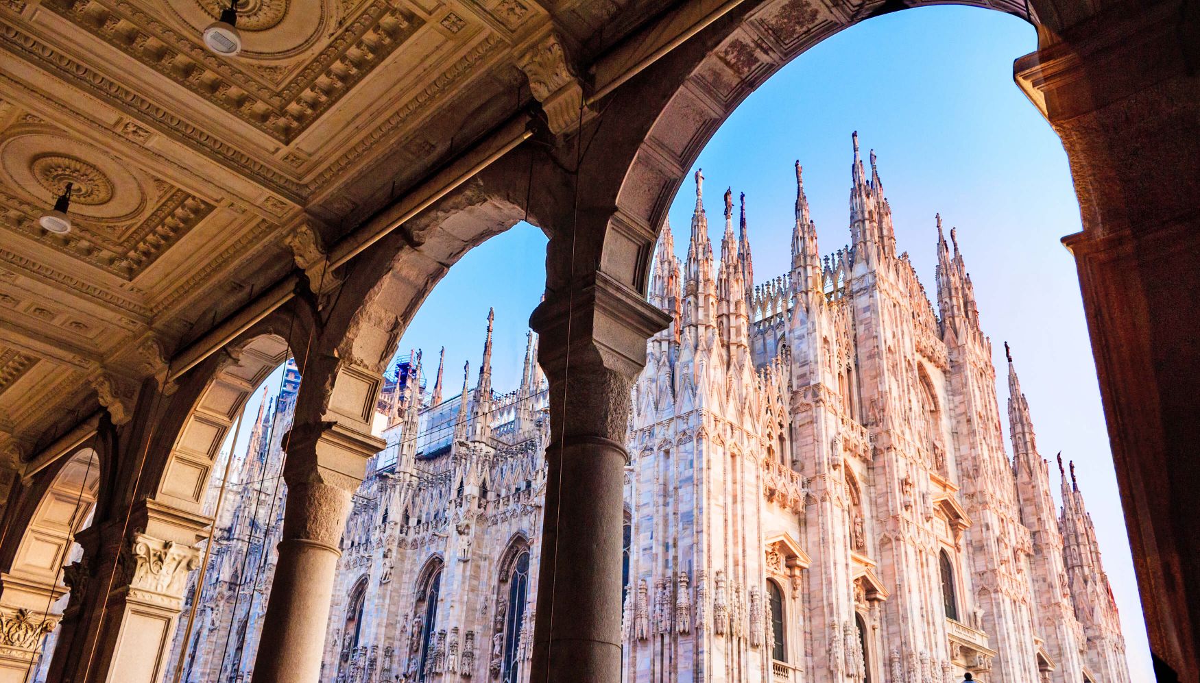 View of Duomo Cathedral through archways 