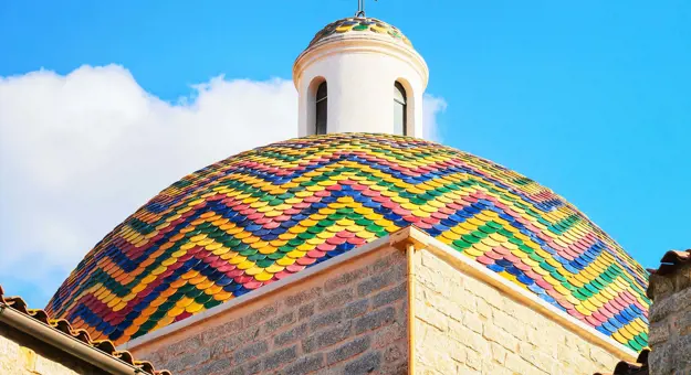 Low angle view of the Church Of San Paolo Apostolo In Olbia, Sardinia