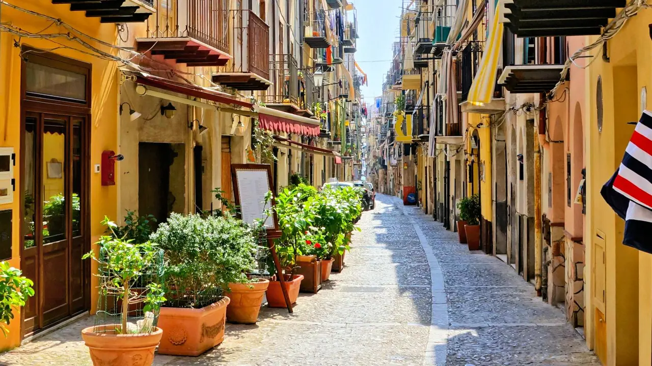 Narrow street in Cefalù, Sicily