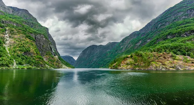 Naerøyfjord on the Sognefjord in Norway