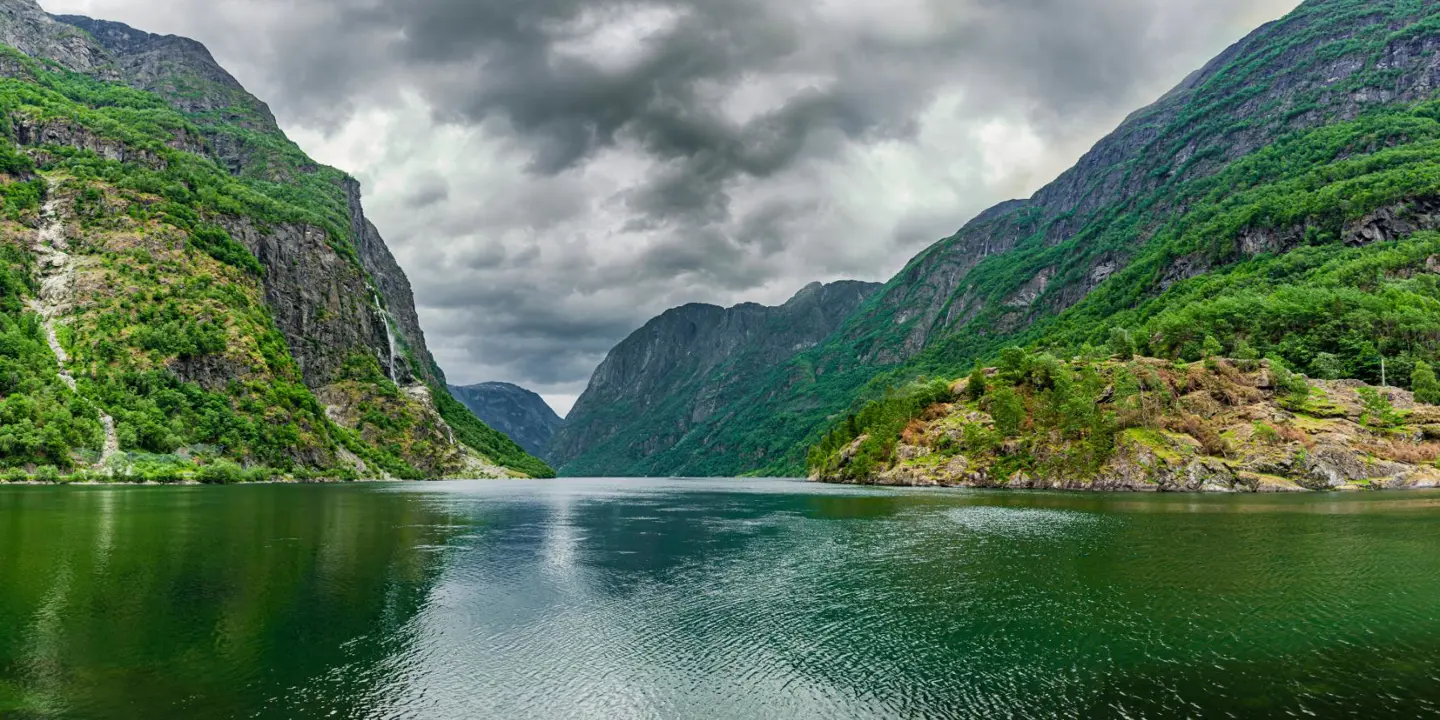 Naerøyfjord on the Sognefjord in Norway