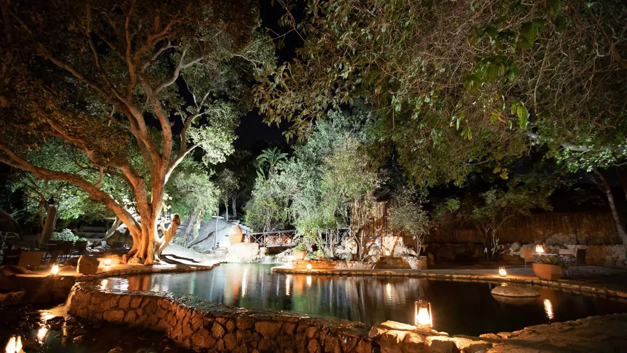 Mabula Game Lodge Night Time Water Feature